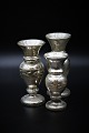 3 small 1800 century vases in Mercury silver glass with nice patina. 
Height:11,5cm. - 13,5cm. and 14cm. Sold only together.