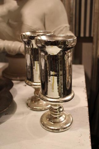 vases in old mercury silver