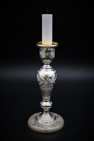 Candlestick in Mercury glass from the 1800 century with fine old patina.
Height: 21cm.