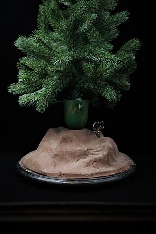 Old German mechanical (with winding) Christmas tree base from around 1900 in 
metal / cardboard mache with music box...