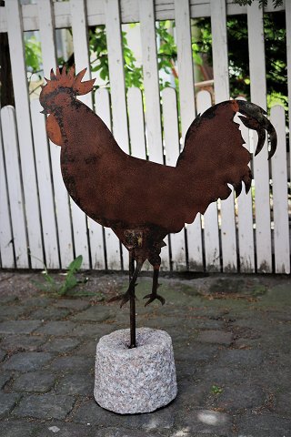 Decorative, old weather faucet in iron with a really nice patina, 
mounted on granite stone. H:78cm. W:53cm.