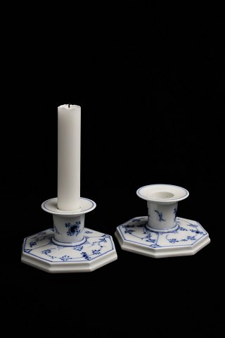 Royal Copenhagen Blue Fluted Plain 6 angular candlestick. 
RC# 1/3334. 1.sort. From 1961. 
Height:5,5 cm. Foot Dia.:10,5cm.