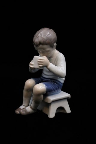 Bing & Grondahl porcelain figurine of a little boy drinking milk...