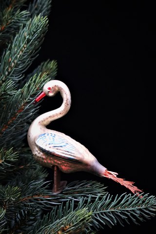 Old glass Christmas ornament / Christmas tree decoration, bird from around 1900.