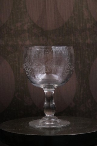 Old French souvenir wine glass with engraved inscription "Souvenir"