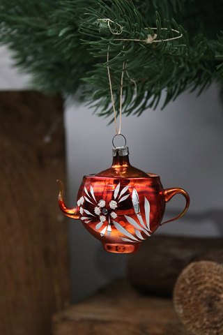 Gammelt glas juleornament / juletræspynt fra omkring 1950. 
(Tekande)...