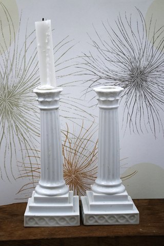 A pair of antique column candlesticks from Royal Copenhagen in white porcelain from the years 1850-70...