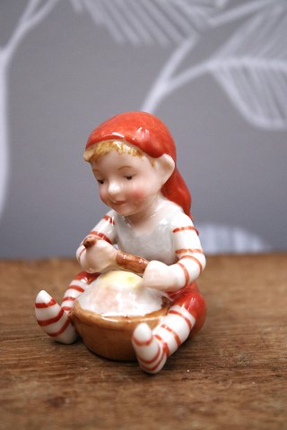 Royal Copenhagen Pixie pixie in porcelain, no.760. Elf boy with porridge.