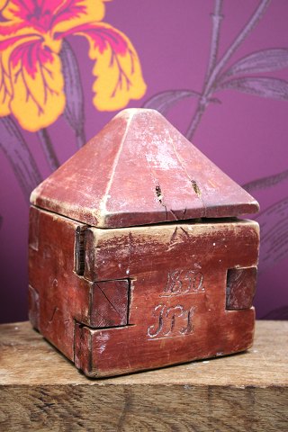 Rare, antique Swedish 19th century butter mold in wood with original color. It is dated 1850...