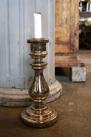 Antique, 19th century candlestick in Mercury Glass with fine old patina. Height: 27.5cm...