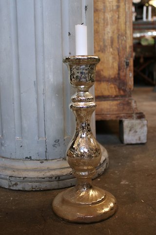 Stor antik fransk mundblæst 1800 tals lysestage i fattigmandssølv.H: 31,5cm...