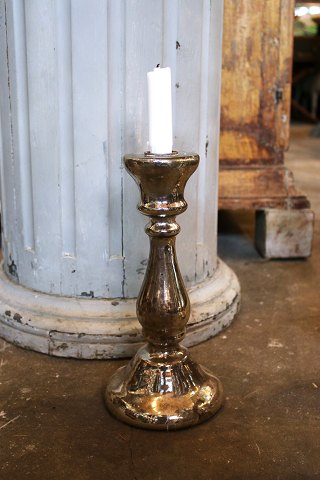 Antique, 19th century candlestick in Mercury Glass with fine old patina. Height: 27.5cm...