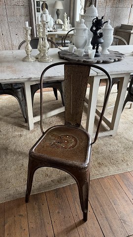 Original old French Tolix cafe chair in polished metal with a really nice patina...