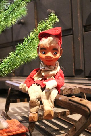 Cute, old shop Santa with felt clothes and clogs...