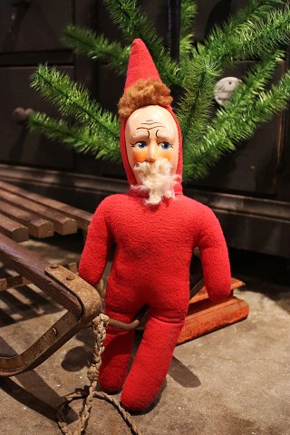 Old Santa Claus with body in cotton wool - felt and face in painted celluoid with a nice old patina.