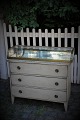 Old French exhibition vitrine in brass with curved glass lid and with original 
mirror glass inside.