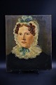 Dekorativt 1800 tals olie maleri , portræt af Kvinde malet på lærred.36,5x30,5cm.