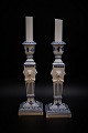 A pair of Royal Copenhagen Blue Fluted Plain "lion candlesticks" 
Height: 23cm. 
RC# 1/15.
