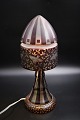 Gammel bordlampe i glas design Max Köck. Dux - Böhmen fra år 1920 med fine fugle og blomster dekorationer.H:38cm. Dia.:14,5cm.