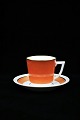 Royal Copenhagen Bernstorff, mocha cup with saucer in terracotta red.
Cup H:5,5 cm. 
Cup Dia.:6cm.