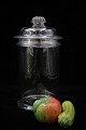 Antikt fransk bolsjeglas “pot á bonbon” i mundblæst glas 
med låg og fin knop. - H:27,5cm. Dia:15cm...