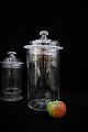 Antique French candy glass "pot á bonbon" in mouth blown glass with lid and fine 
knob. H:36cm. Dia:18cm. ...