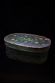 Antique Swedish 19th century oval wooden box with lid and fine original green 
painting...