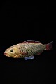 Dekorativ 1800 tals "fisk" i bemalet papmaché med glas øjne og en rigtig fin patina...