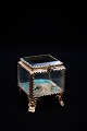 Old French jewelery box in bronze and faceted glass, silk cushion at the 
bottom...