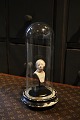 Decorative, old cylinder-shaped French glass Dome/Globe 
on a black wooden base for display...