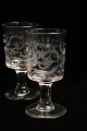 Antique, 1800s mouth-blown French wine glass with floral cuts...