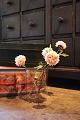 Large antique Swedish hand-blown jam jar with bent edge. H: 18cm...