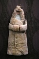 Old Christmas tree ornament made of Santa Claus made of cotton wool, cardboard 
and glossy image...