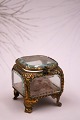 Antique French jewelry box in bronze with faceted glass...