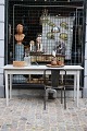 Old console / dining table in gray painted wood with fine patina...