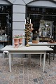 Old console / dining table in gray painted wood...