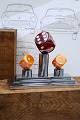 Decorative, old game trophy in chrome with 3 large dice in colored acrylic...