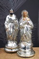 Antik 1800 tals Jesus & Madonna figur i fattigmandssølv / Mercury glass med bemalet ansigter...