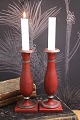 A pair of Augustenborg pewter candlesticks from around 1840 with red original paint.