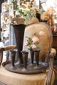 Decorative, old French flower vases from a flower shop in metal with a super nice patina...