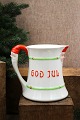 Old hand-painted earthenware Christmas jug with "Merry Christmas" and elf faces from Gustafsberg...
