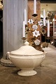 Large, decorative oval French 19th century cream-colored earthenware tureen...